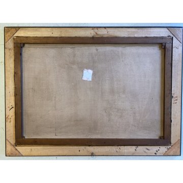 ANTICO GRANDE DIPINTO OLIO VOLPE GHIANDAIA PAESAGGIO INVERNALE NEVE 150x110 cm