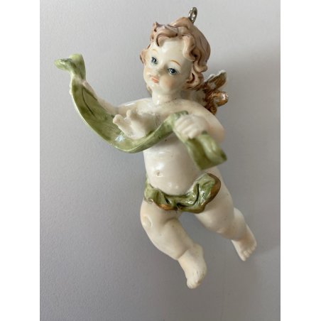 PICCOLO PUTTO CHERUBINO AMORINO ANGIOLETTO RESINA DIPINTO POLICROMIA  9,5 cm/h