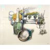 LITOGRAFIA Renato Guttuso P.A. FIRMATA a MATITA NATURA MORTA OGGETTI SUL TAVOLO