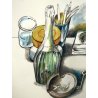 LITOGRAFIA Renato Guttuso P.A. FIRMATA a MATITA NATURA MORTA OGGETTI SUL TAVOLO