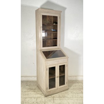 ANTICA CREDENZA VETRINA PRIMI 900 LEGNO DIPINTO DISPENSA LIBRERIA CRISTALLERIA