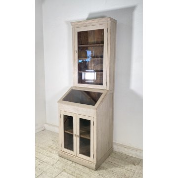 ANTICA CREDENZA VETRINA PRIMI 900 LEGNO DIPINTO DISPENSA LIBRERIA CRISTALLERIA