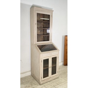 ANTICA CREDENZA VETRINA PRIMI 900 LEGNO DIPINTO DISPENSA LIBRERIA CRISTALLERIA