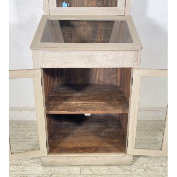 ANTICA CREDENZA VETRINA PRIMI 900 LEGNO DIPINTO DISPENSA LIBRERIA CRISTALLERIA