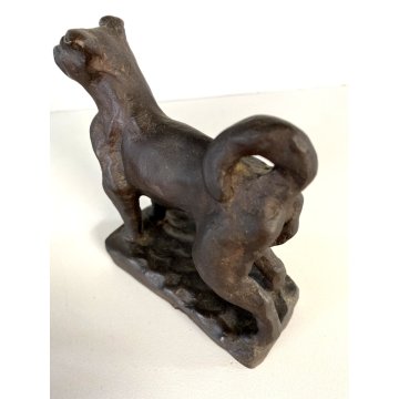 PICCOLA SCULTURA BRONZO PATINA CANE 1935 STILE Ligabue 5x10x12 cm/h