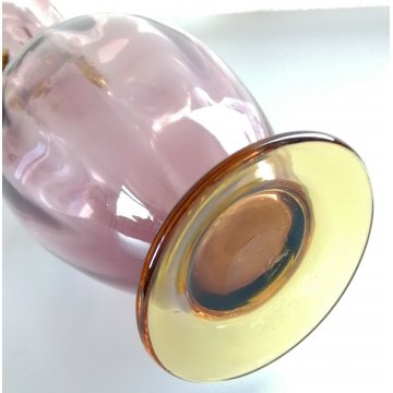ANTICO VASO COSTOLATO BIANSATO VETRO MURANO VIOLA V. Zecchin FAZZOLETTO '900 