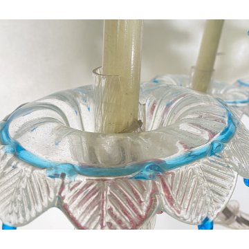 ENORME LAMPADARIO 1800 CA' REZZONICO OVALE VETRO MURANO FOGLIE 12 LUCI VENEZIA
