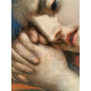 ANTICO DIPINTO OLIO TELA RITRATTO LUCREZIA ROMANA SPADA CORNICE LEGNO DORATO 600