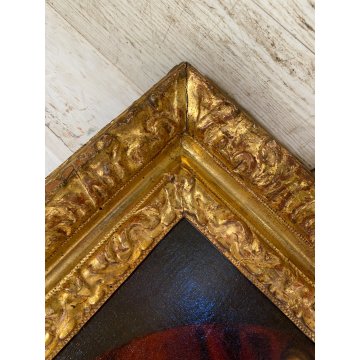 ANTICO DIPINTO OLIO TELA RITRATTO LUCREZIA ROMANA SPADA CORNICE LEGNO DORATO 600