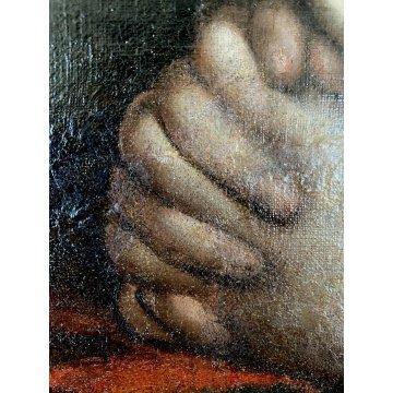 ANTICO DIPINTO OLIO TELA RITRATTO LUCREZIA ROMANA SPADA CORNICE LEGNO DORATO 600