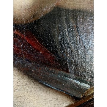 ANTICO DIPINTO OLIO TELA RITRATTO LUCREZIA ROMANA SPADA CORNICE LEGNO DORATO 600