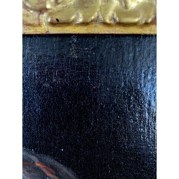 ANTICO DIPINTO OLIO TELA RITRATTO LUCREZIA ROMANA SPADA CORNICE LEGNO DORATO 600