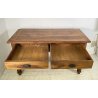 ANTICO TAVOLO PRANZO RETTANGOLARE LEGNO ABETE NOCE 2 CASSETTI TABLE SALA 1800