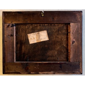 ANTICO DIPINTO OLIO Giovanni Pisano PAESAGGIO FLUVIALE CORNICE GUILLOCHE '800