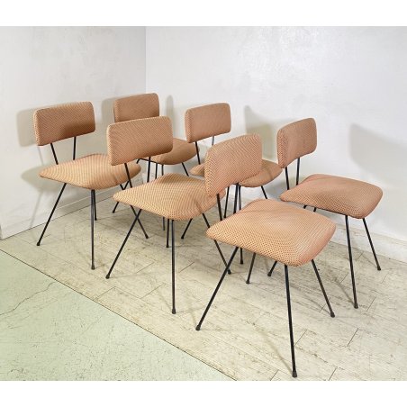SET 6 SEDIA Augusto Bozzi ANNI 50 Saporiti FERRO STOFFA DESIGN CHAIR VINTAGE