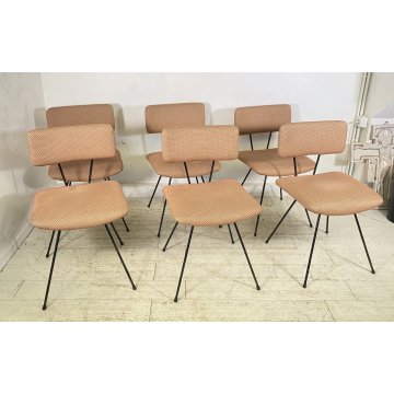 SET 6 SEDIA Augusto Bozzi ANNI 50 Saporiti FERRO STOFFA DESIGN CHAIR VINTAGE