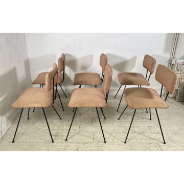 SET 6 SEDIA Augusto Bozzi ANNI 50 Saporiti FERRO STOFFA DESIGN CHAIR VINTAGE