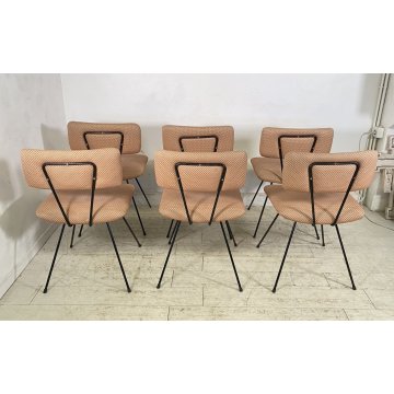 SET 6 SEDIA Augusto Bozzi ANNI 50 Saporiti FERRO STOFFA DESIGN CHAIR VINTAGE