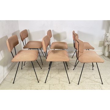 SET 6 SEDIA Augusto Bozzi ANNI 50 Saporiti FERRO STOFFA DESIGN CHAIR VINTAGE