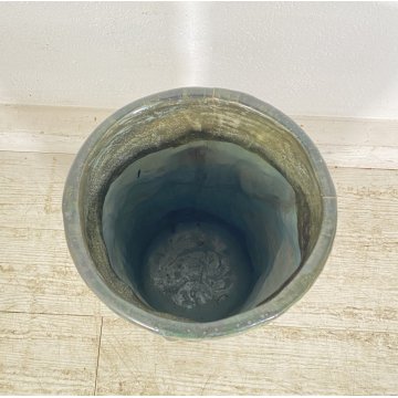 GROSSO VASO CERAMICA ITALY 1900 PORTA OMBRELLI C.A.A FOGLIE AUTUNNO VASE CERAMIC