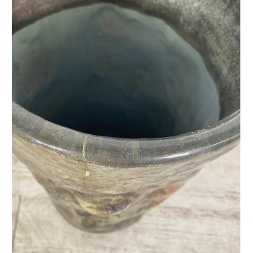 GROSSO VASO CERAMICA ITALY 1900 PORTA OMBRELLI C.A.A FOGLIE AUTUNNO VASE CERAMIC