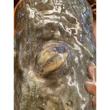 GROSSO VASO CERAMICA ITALY 1900 PORTA OMBRELLI C.A.A FOGLIE AUTUNNO VASE CERAMIC