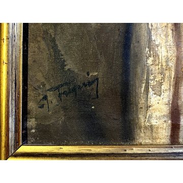 ANTICO QUADRO OLIO R. Frigerio RITRATTO GENERE SCUGNIZZO RAGAZZO con SIGARETTA