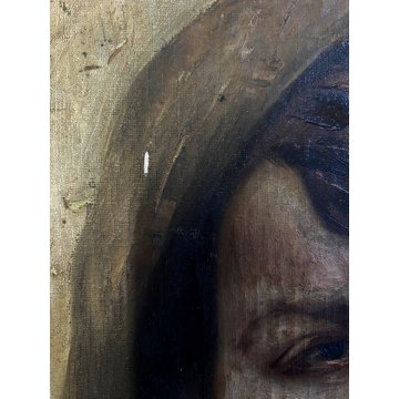 ANTICO QUADRO OLIO R. Frigerio RITRATTO GENERE SCUGNIZZO RAGAZZO con SIGARETTA