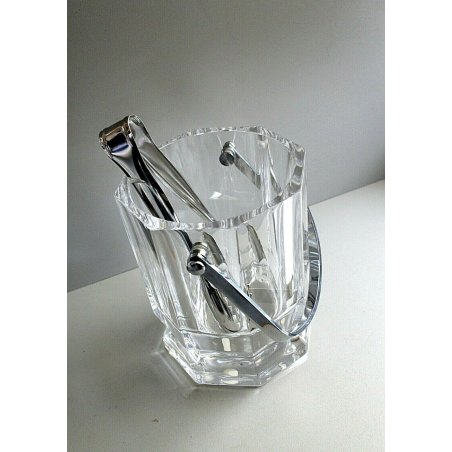CESTELLO CRISTALLO MOLATO SEVRES PORTAGHIACCIO PINZE ALESSI ICE BUCKET VINTAGE