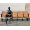 ANTICA PANCA da CINEMA 5 posti POLTRONA TEATRO sedia legno POLTRONCINA anni 50
