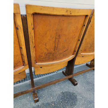 ANTICA PANCA da CINEMA 5 posti POLTRONA TEATRO sedia legno POLTRONCINA anni 50