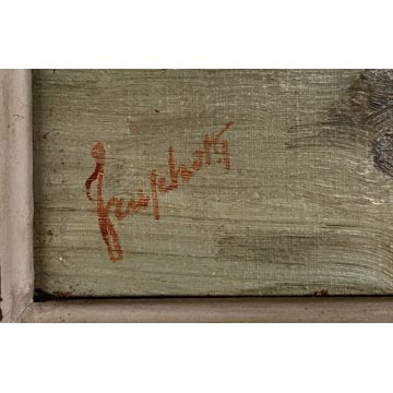 ANTICO QUADRO DIPINTO OLIO MARINA G. Fraschetti PAESAGGIO VEDUTA VENEZIA BARCHE