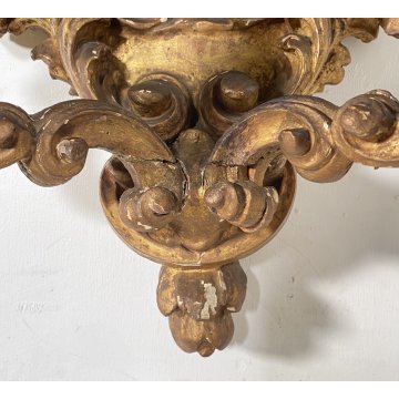 ANTICA GRANDE APPLIQUE SPECCHIERA PUTTO 1800 ANGELO SPECCHIO LEGNO DORATO