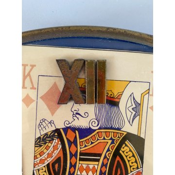 OROLOGIO da PARETE VINTAGE WALL CLOCK CARTE da GIOCO MECCANICO CIFRE ROMANE ø33