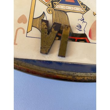 OROLOGIO da PARETE VINTAGE WALL CLOCK CARTE da GIOCO MECCANICO CIFRE ROMANE ø33