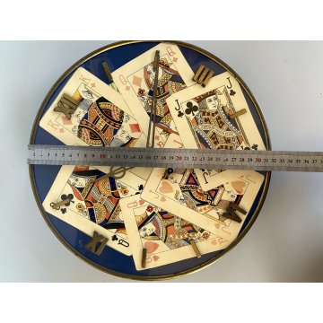OROLOGIO da PARETE VINTAGE WALL CLOCK CARTE da GIOCO MECCANICO CIFRE ROMANE ø33