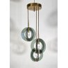 LAMPADARIO ANNI 60 ZERO QUATTRO FONTANA ARTE VETRO OTTONE HANGING LAMP DESIGN