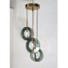 LAMPADARIO ANNI 60 ZERO QUATTRO FONTANA ARTE VETRO OTTONE HANGING LAMP DESIGN