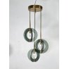 LAMPADARIO ANNI 60 ZERO QUATTRO FONTANA ARTE VETRO OTTONE HANGING LAMP DESIGN