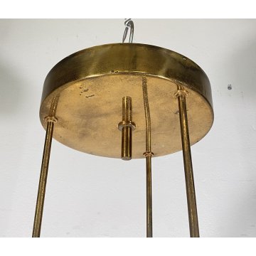 LAMPADARIO ANNI 60 ZERO QUATTRO FONTANA ARTE VETRO OTTONE HANGING LAMP DESIGN