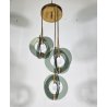 LAMPADARIO ANNI 60 ZERO QUATTRO FONTANA ARTE VETRO OTTONE HANGING LAMP DESIGN