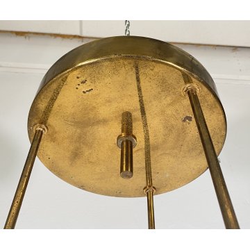 LAMPADARIO ANNI 60 ZERO QUATTRO FONTANA ARTE VETRO OTTONE HANGING LAMP DESIGN