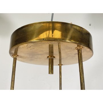 LAMPADARIO ANNI 60 ZERO QUATTRO FONTANA ARTE VETRO OTTONE HANGING LAMP DESIGN