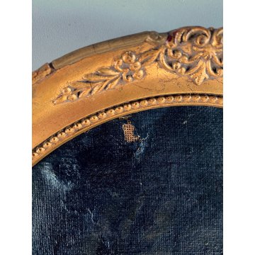 ANTICO DIPINTO OLIO TELA OVALE RITRATTO FIGURA FEMMINILE GIOVANE DONNA EPOCA 800