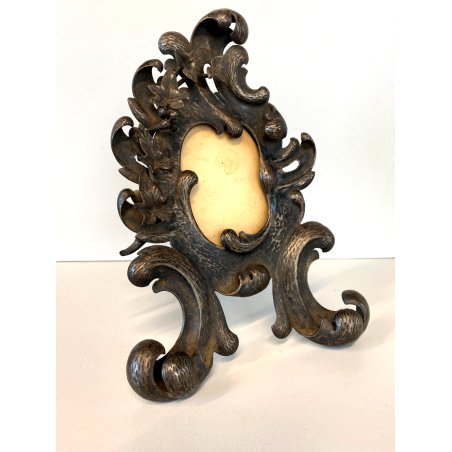 ANTICA CORNICE TAVOLO FERRO ORNATO DECORO FOGLIE RICCIOLI VOLUTE STILE BAROCCO