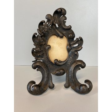ANTICA CORNICE TAVOLO FERRO ORNATO DECORO FOGLIE RICCIOLI VOLUTE STILE BAROCCO