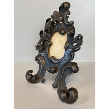 ANTICA CORNICE TAVOLO FERRO ORNATO DECORO FOGLIE RICCIOLI VOLUTE STILE BAROCCO