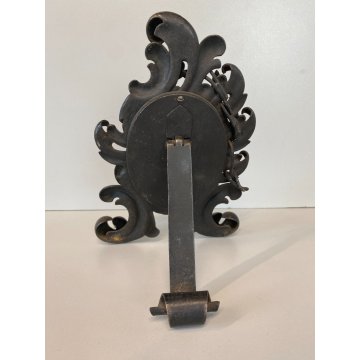 ANTICA CORNICE TAVOLO FERRO ORNATO DECORO FOGLIE RICCIOLI VOLUTE STILE BAROCCO