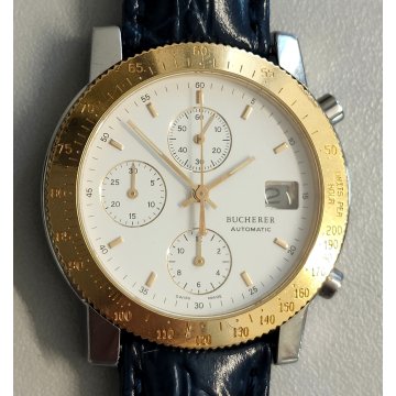 BUCHERER Automatic CHRONO 283.500 orologio polso VINTAGE data ACCIAIO ORO montre