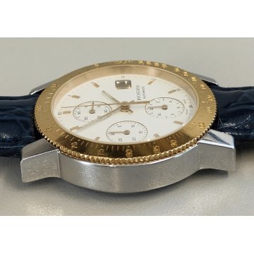 BUCHERER Automatic CHRONO 283.500 orologio polso VINTAGE data ACCIAIO ORO montre